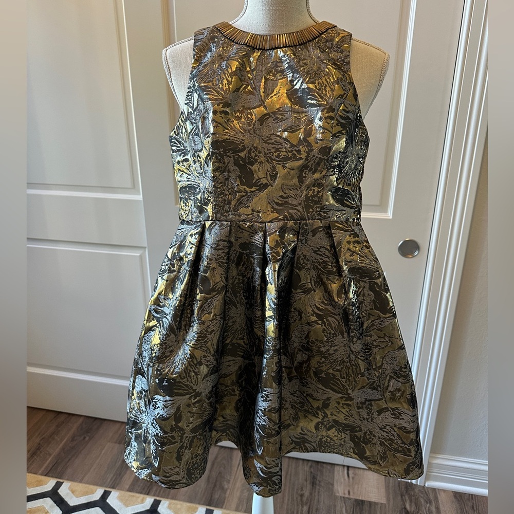 ASTR Gold Brocade Dress